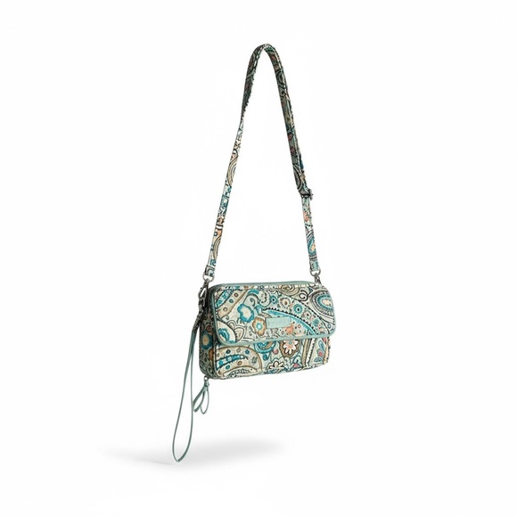 Vera Bradley Handbags - Vera Bradley Teal and Cream Crossbody Bag